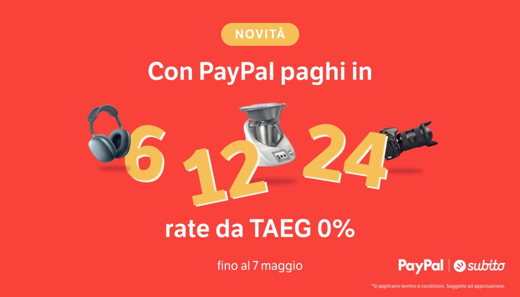 Con PayPal paga fino a 24 rate da TAEG 0%